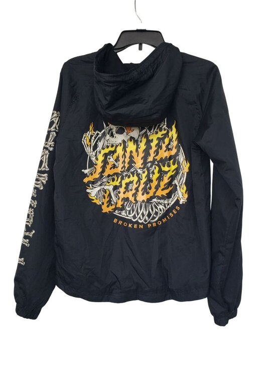 Santa Cruz Skateboards Jackets & Blazers - Santa Cruz Broken Promises Black Hooded Windbreaker Jacket Womens S Packable